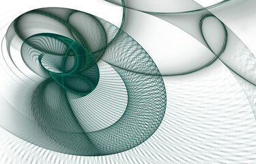 3D illustration. Abstract image. Fractal. Soft interweaving of spirals and lines.Green texture on a white background. Graphic element for web design.