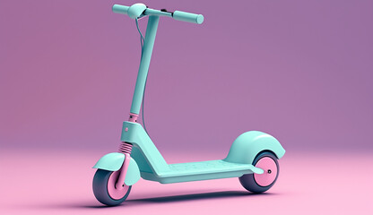 electric scooter. 3d render on pastel background Generative AI