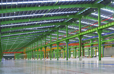 a newly built factory, a newly built warehouse, an empty warehouse
