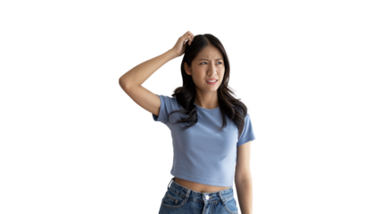 Stressed woman holding her temples with severe problems in her life, Family problems, Pressure from work, Poor financial, Despair in life, Discouraged and deeply saddened, Panic attacks.