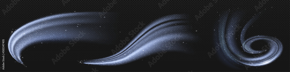 Poster cold wind snow swirl vector air effect on transparent background. white winter frost wave flow png. 
