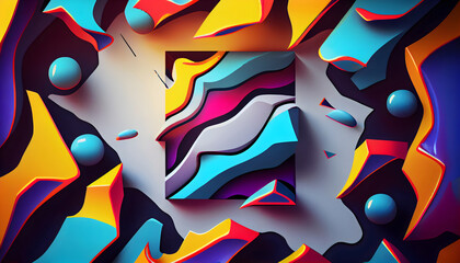 Abstract marble texture colorful 3d shapes background, Different geometric shapes