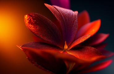 Illustration of a vibrant orange flower isolated on a dark background created with Generative AI technology
