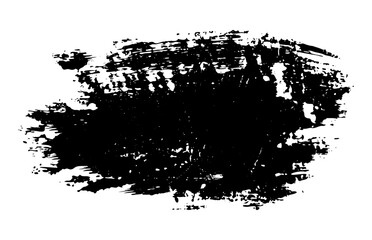 Obraz premium Hand drawn black ink brushstroke texture isolated on white background. Abstract freehand distressed splash. Artistic design element. Vector shape for stamp, seal, frame, banner, grunge background. 