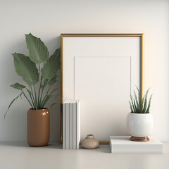 poster wood Frame photo blank mockup decorative Generative By AI