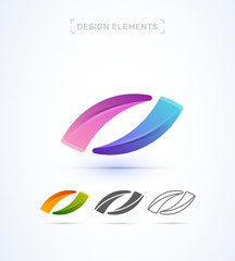 Vector abstract two elements letter O logo design template. Synergy, twisted, flat, line art styles