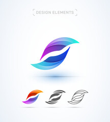 Abstract letter O or S vector logo template. Creative app icon, company sign in flat, 3d, line styles. Origami twisted.