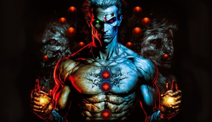 Generative AI
Spirituality, esoteric, meditation, fantasy, vampire, universe meta human god spirit, 
galaxy space background, spiritual image, design, illustration wallpaper, 
yoga, brain waves, brain