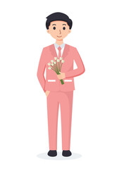 groomsmen wedding man in suit cartoon illustration