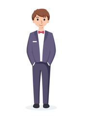 groomsmen wedding man in suit cartoon illustration