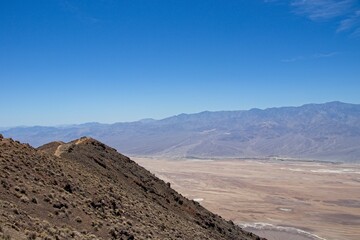 Looking over Death Valley from Dante's View in the Black Mountains, with the Panamint Range seen rising up to 11,000 feet over the opposite side of the valley
