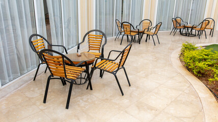 Table with chairs in a cafe. I