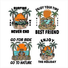 beach illustration t-shirt summer bundle