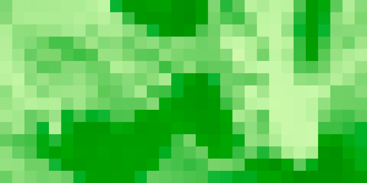 Ecological pixels texture. Abstract green pixel background. Old video games style. Environmental protection pixel art illustration. Greens mosaic design. Bio pixelation concept. Geometric shapes.