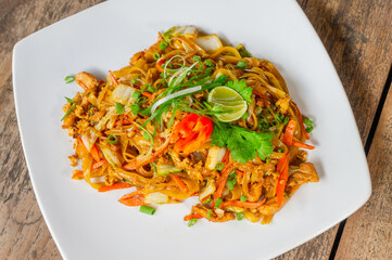 Delicious Chinese Noodle or Kwetiau or Kwetiaw Served on White Plate
