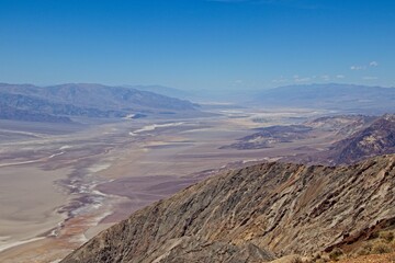 Looking over Death Valley from Dante's View in the Black Mountains, with the Panamint Range seen rising up to 11,000 feet over the opposite side of the valley