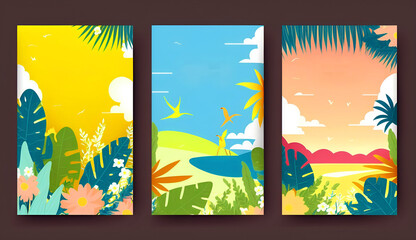 Fototapeta na wymiar summer background with palms