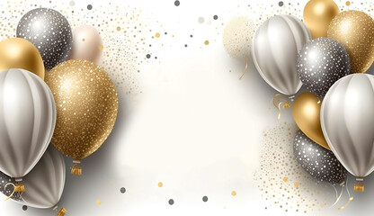 gold and silver baloon for birthday party banner