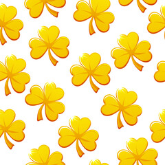 Seamless pattern of golden shamrock or clover. Seamless background for St. Patrick day. Lucky background