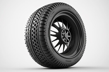 tire with rim isolated on white background. Generative AI