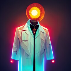 A man is sitting in a doctor's office with a disco light shining down on him. Generate Ai