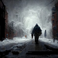 The stalker walks through the anomalies and the blizzard, seemingly unaffected by the cold. Generate Ai