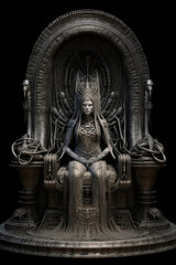 The dark Princess on her Throne. Dark fantasy art created using generative AI tools.