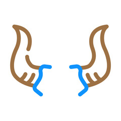 cow horn animal color icon vector illustration