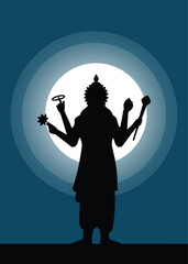 indian god lord vishnu. ethnic deity of Hinduism mythology. vector illustration design