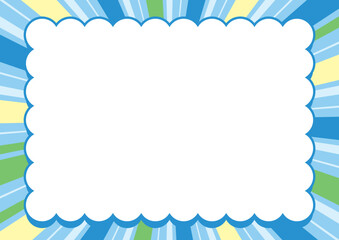 放射線 集中線のポップ吹き出し背景 青色のイラスト