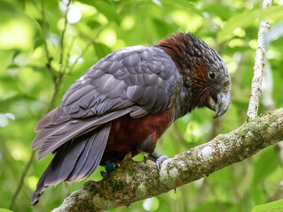 Rare NZ Birds. Wellington NZ. Parrot, Kaka, 