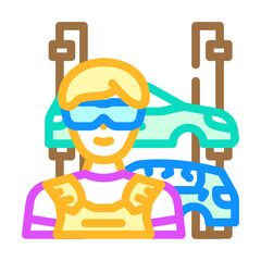 automotive body and glass repairer color icon vector illustration
