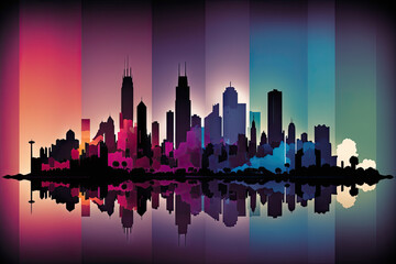 Fototapeta na wymiar Abstract reimagining of the Chicago Skyline created with Generative AI technology