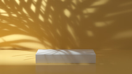 background. podium. geometric shapes white platform. simple mockup 3D render illustration. yellow background wallpaper. 