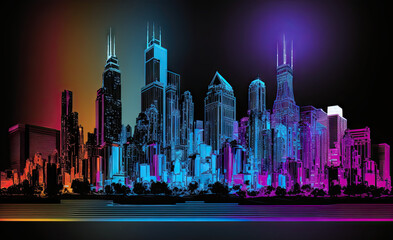 Obraz na płótnie Canvas Abstract reimagining of the Chicago Skyline created with Generative AI technology