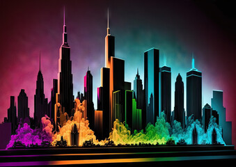 Abstract reimagining of the Chicago Skyline created with Generative AI technology