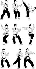 taekwondo illustration vector bundle
