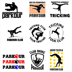logo tricking parkour icon vector bundle