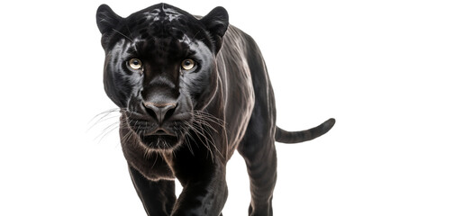 Black panther isolated of transparent background. PNG. Post-processed generative ai	