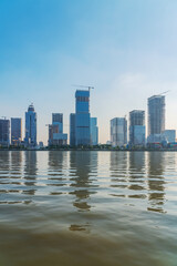 Naklejka premium Modern architectural skyline and river and urban landscape in Guangzhou, Guangdong Province, China