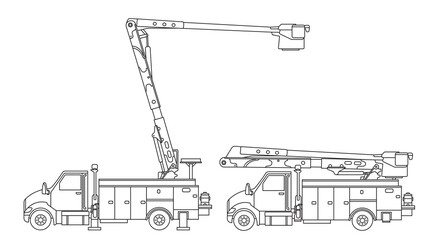 Hand drawn Vector illustration color children construction aerial service truck clipart