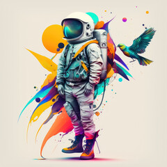 Fototapeta premium 鳥と宇宙服