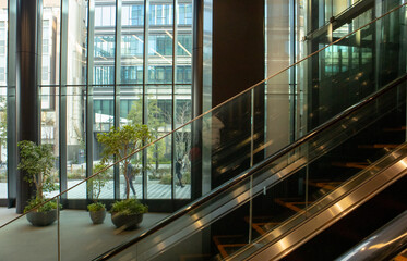 moving escalator in the airport