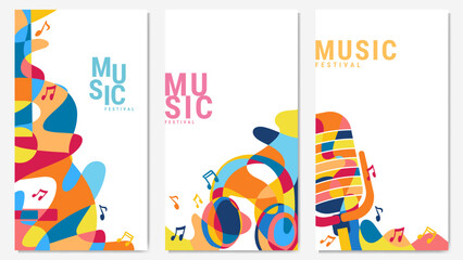 abstract colorful music banner design, abstract music background
