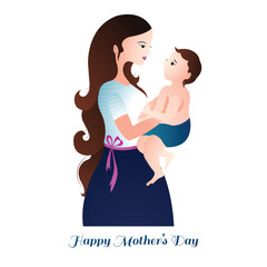 Happy mothers day for woman and baby child love card design