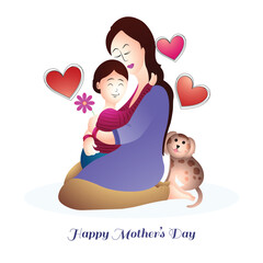 Happy mothers day for woman and baby child love card design