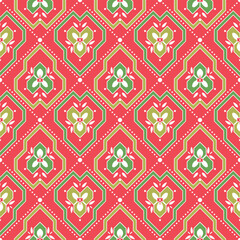 Japanese Diamond Flower Vector Seamless Pattern