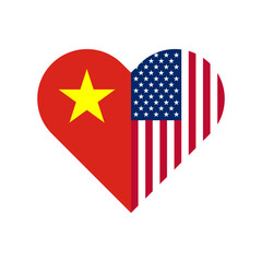unity concept. heart shape icon of vietnam and united states flags. vector illustration isolated on white background