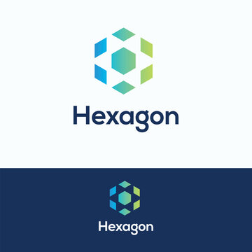 Hexagon ornament 3D logotype. Service  3D  kaleidoscope template