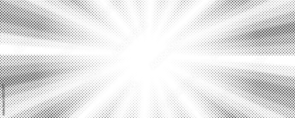 Aufkleber sun rays halftone background. white and grey radial abstract comic pattern. vector explosion abstrac